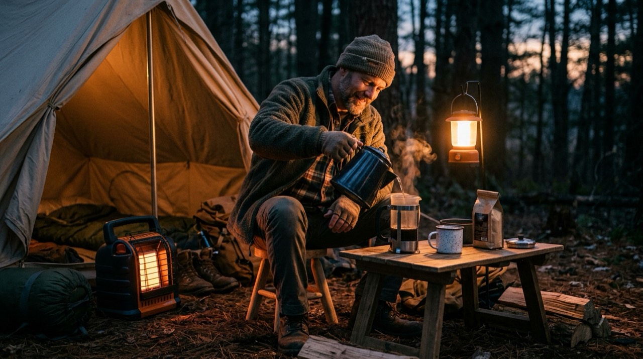 Propane heaters for porches and screened spaces — in use