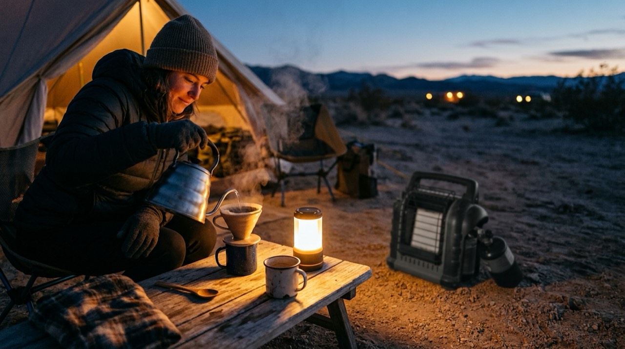 Propane heaters for porches and screened spaces — in use