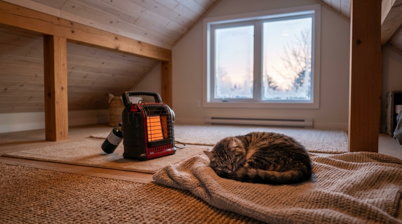 Indoor propane heaters — in use