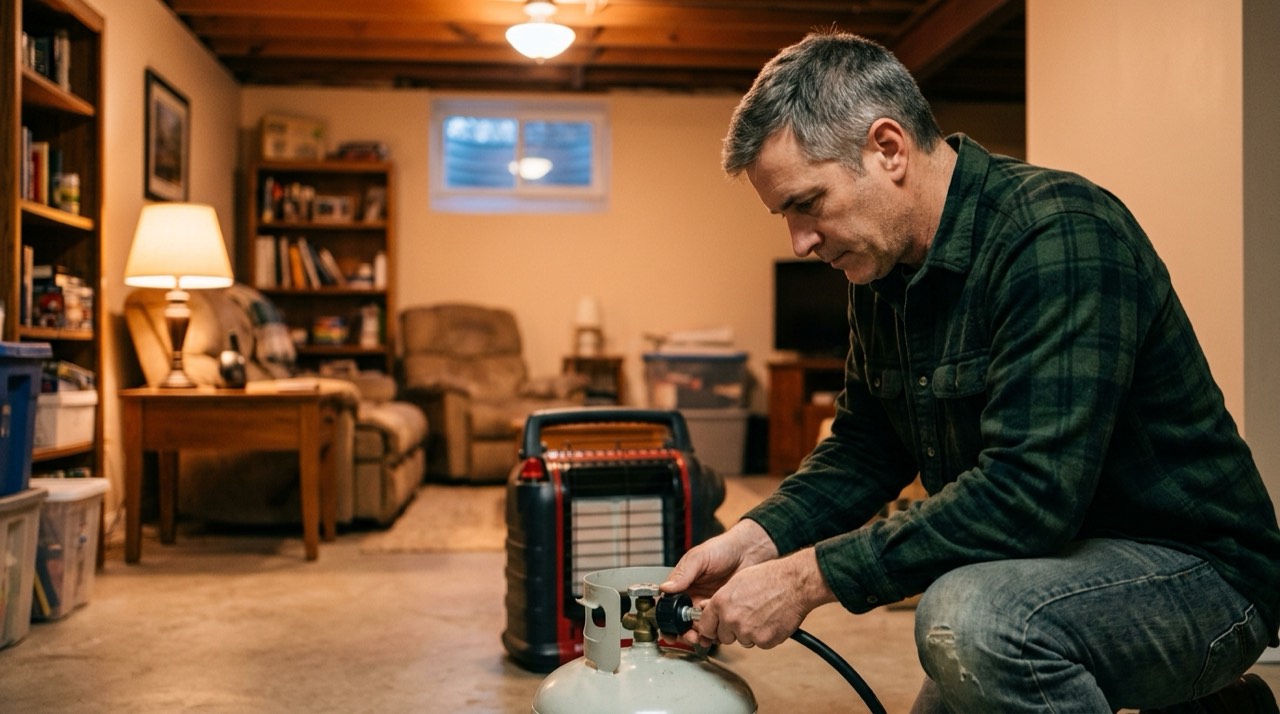 Indoor propane heater safety and carbon monoxide risk — in use