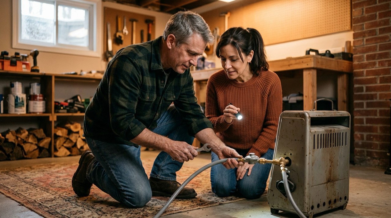 Indoor propane heater safety and carbon monoxide risk — in use