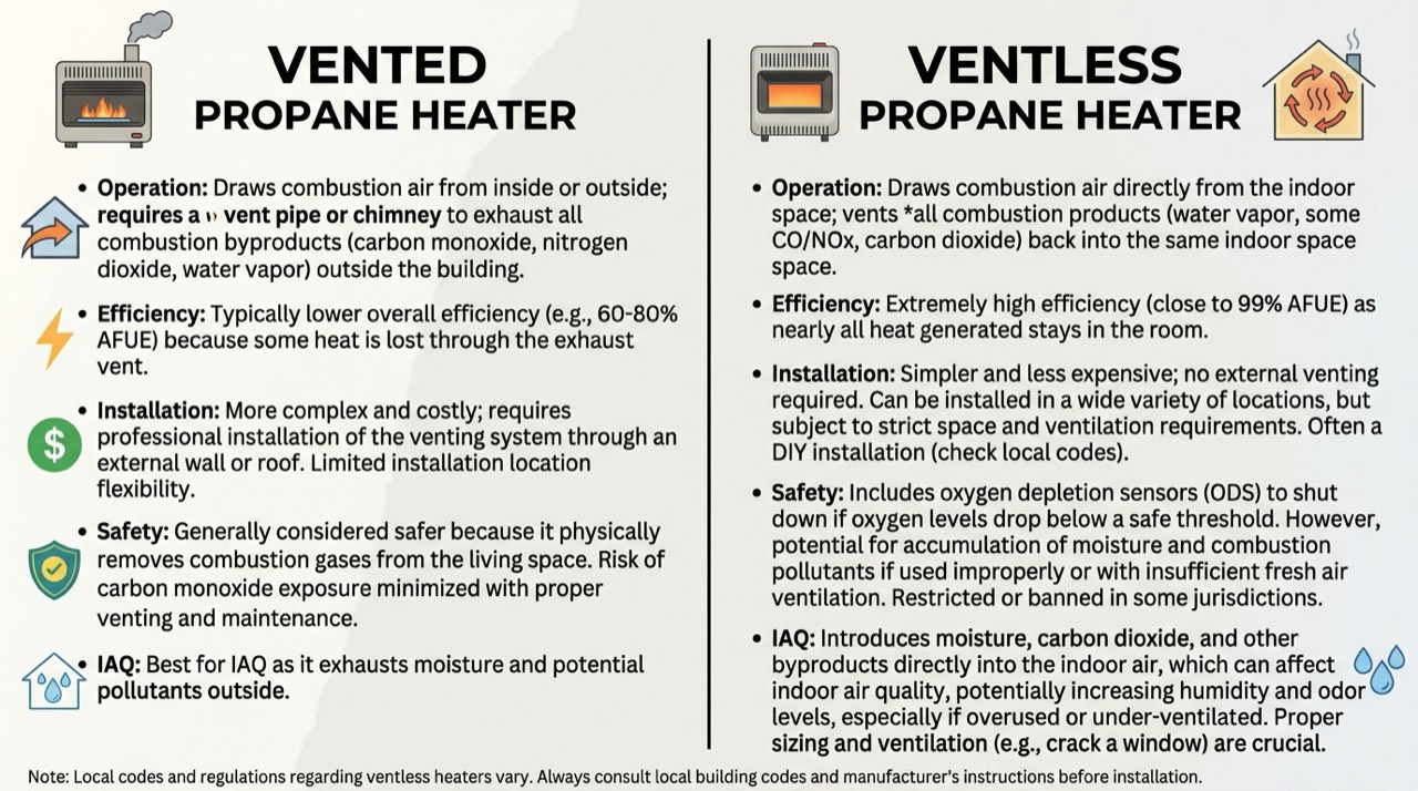 Forced-air and construction propane heaters — in use