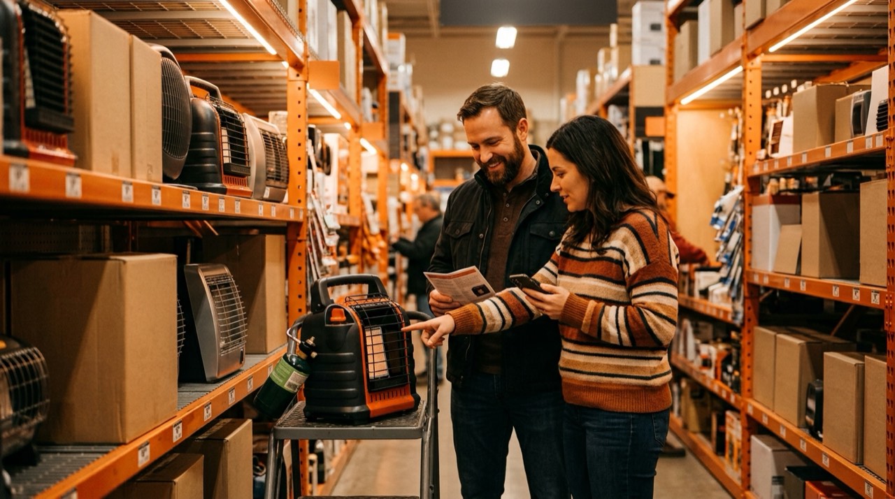 Propane heater BTU sizing and running cost — in use