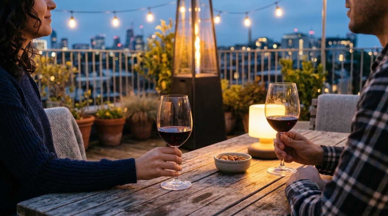 Outdoor and patio propane heaters — in use