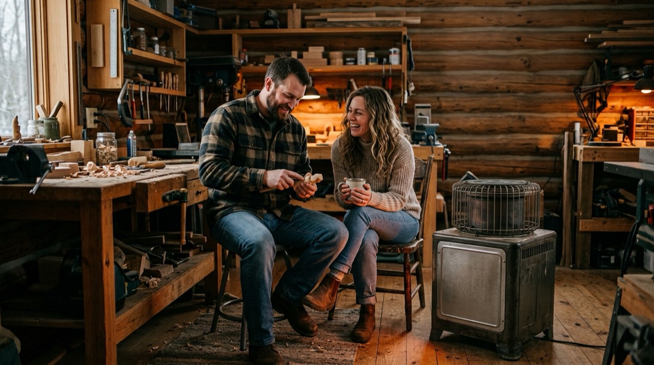 Wall-mount, cabinet and tank-top propane heaters — in use
