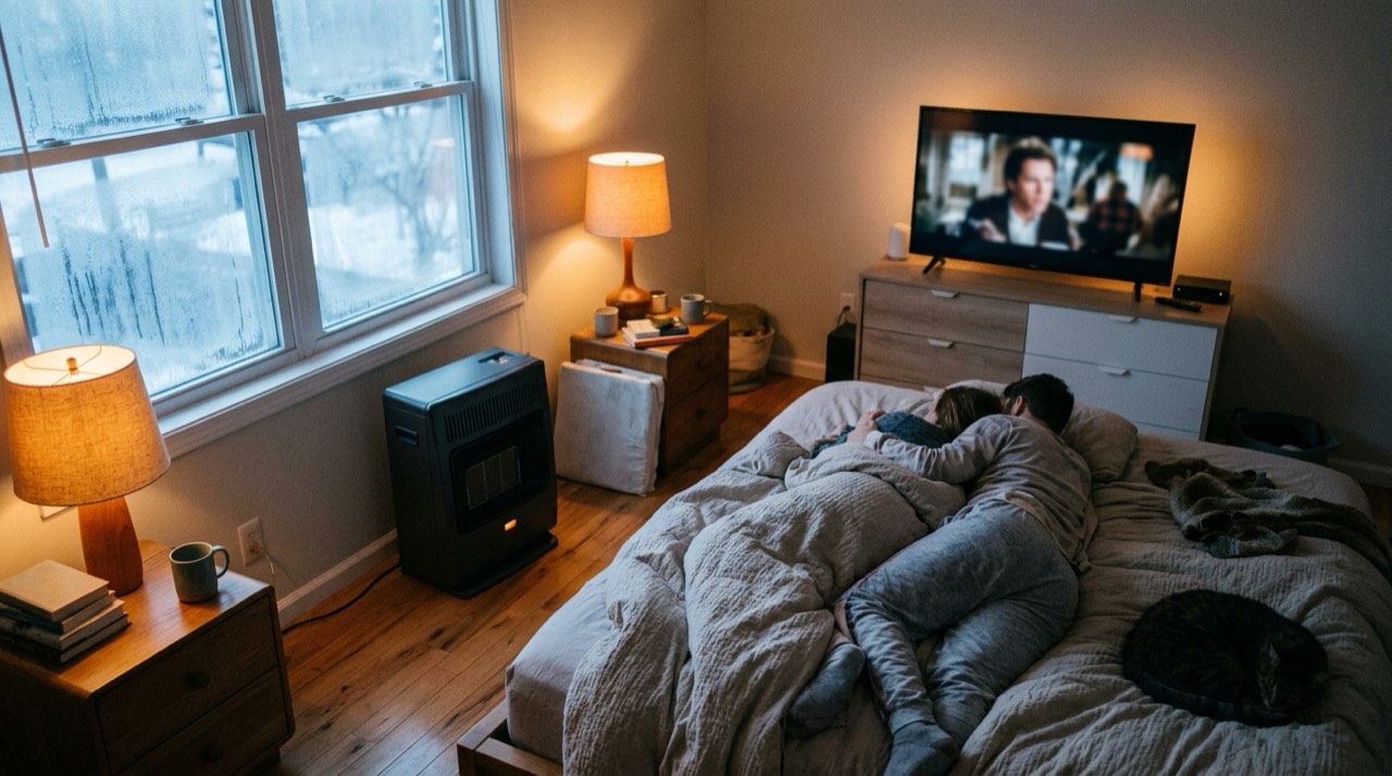 Indoor propane heaters — in use