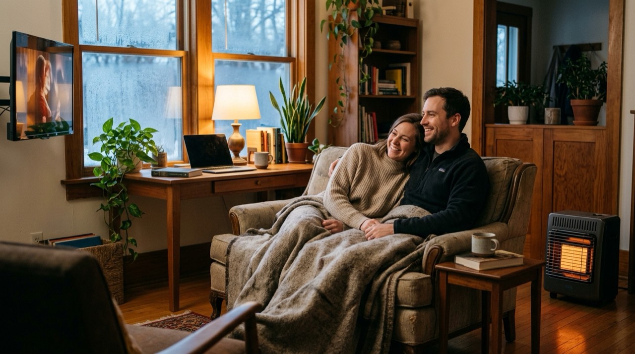 Indoor propane heaters — in use