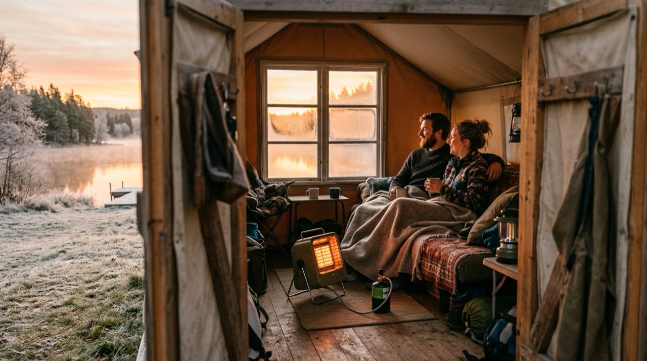 Wall-mount, cabinet and tank-top propane heaters — in use
