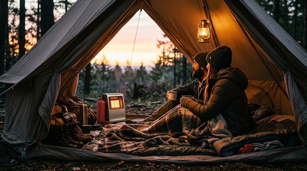 Wall-mount, cabinet and tank-top propane heaters — in use