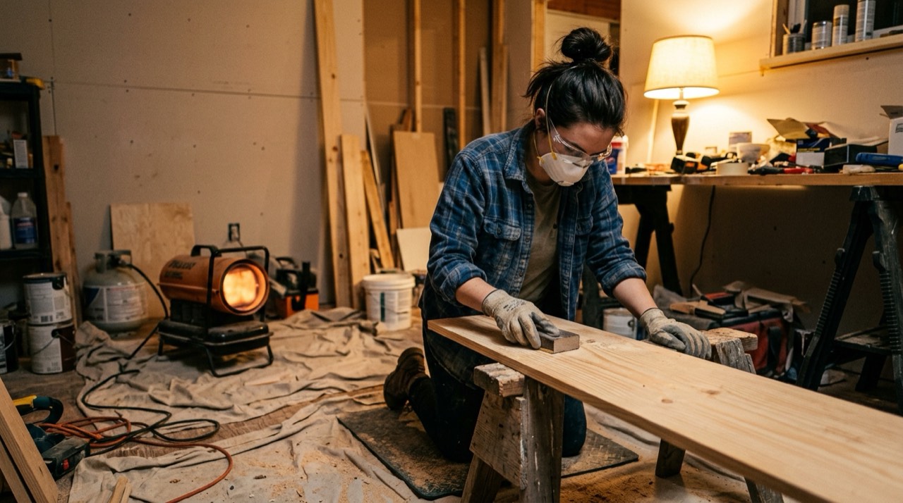 Forced-air and construction propane heaters — in use
