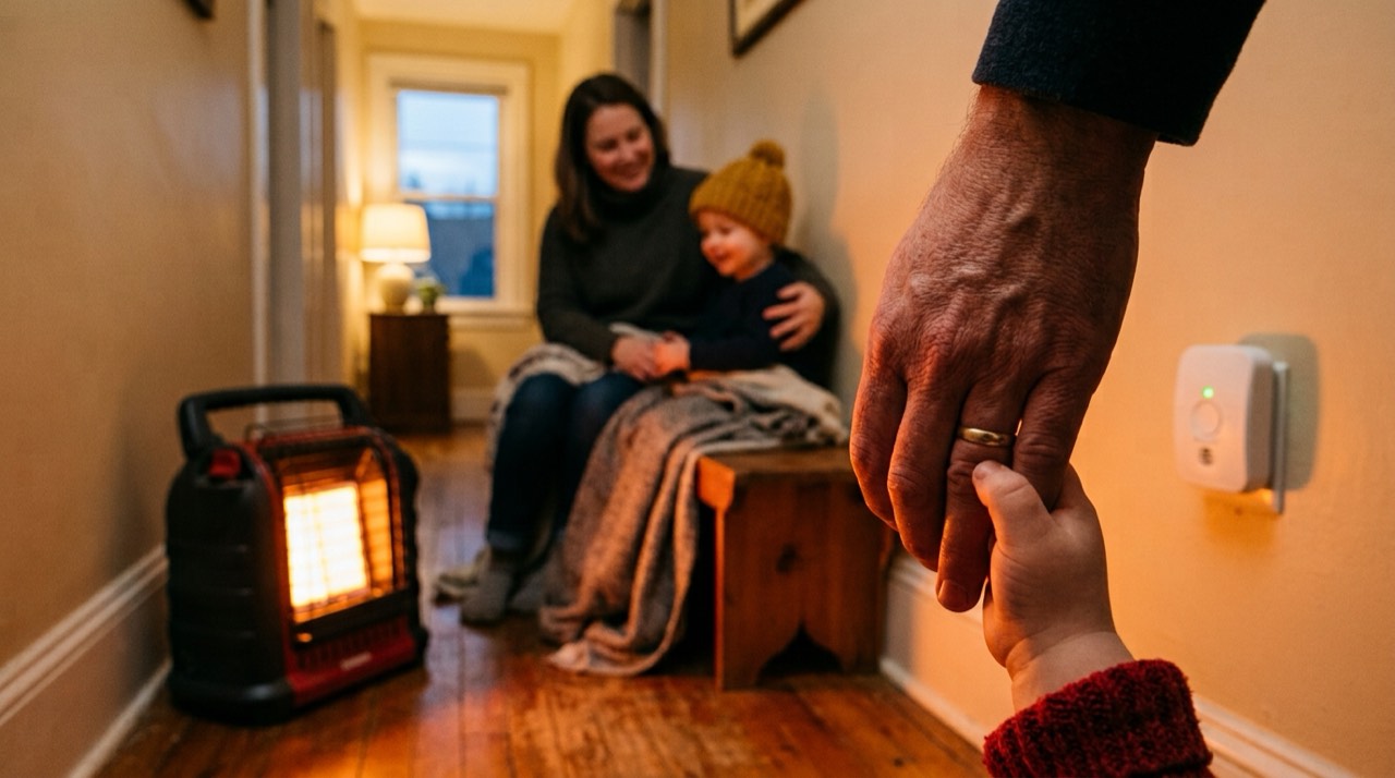 Indoor propane heater safety and carbon monoxide risk — in use