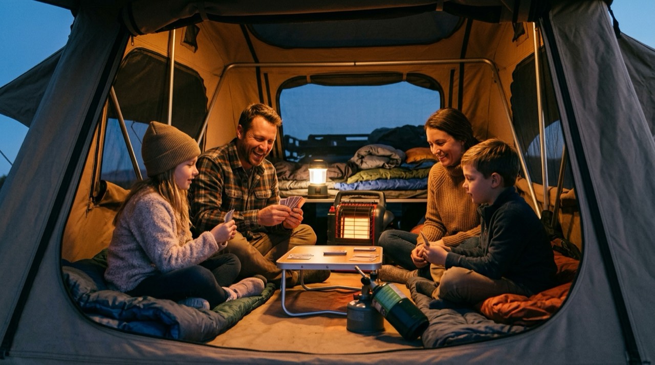 Outdoor and patio propane heaters — in use