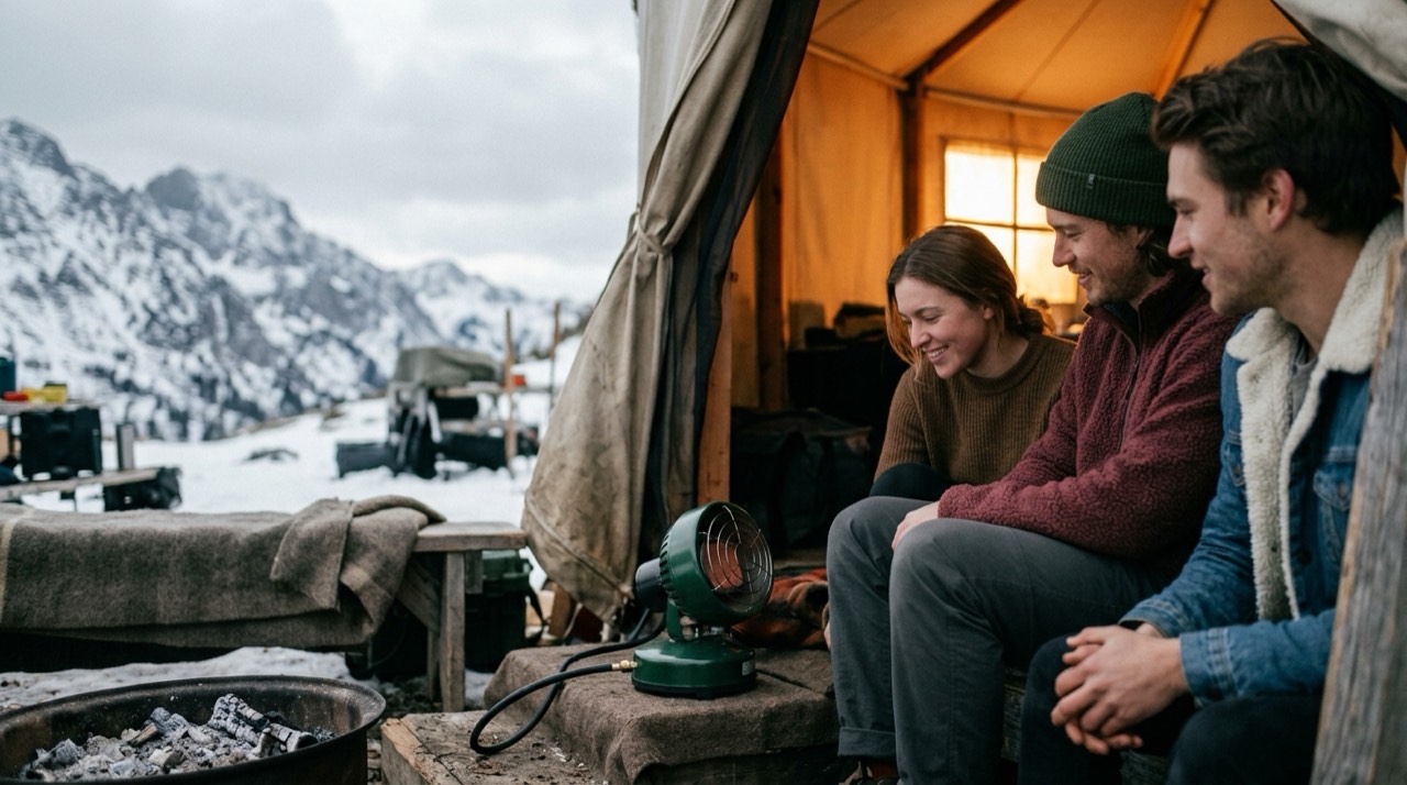 Mr. Heater Buddy, Little Buddy and Big Buddy portable heaters — in use