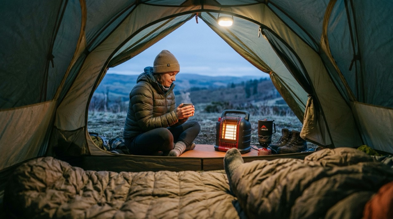Mr. Heater Buddy, Little Buddy and Big Buddy portable heaters — in use