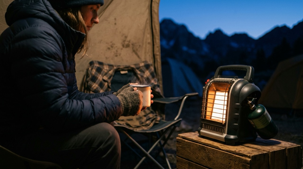 Mr. Heater Buddy, Little Buddy and Big Buddy portable heaters — in use