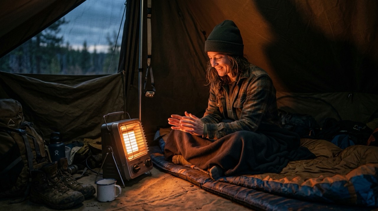 Mr. Heater Buddy, Little Buddy and Big Buddy portable heaters — in use