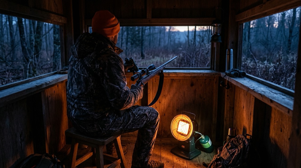 Propane heaters for camping, hunting and tailgating — in use