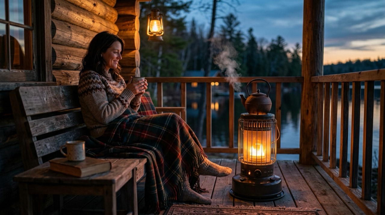 Propane heaters for porches and screened spaces — in use