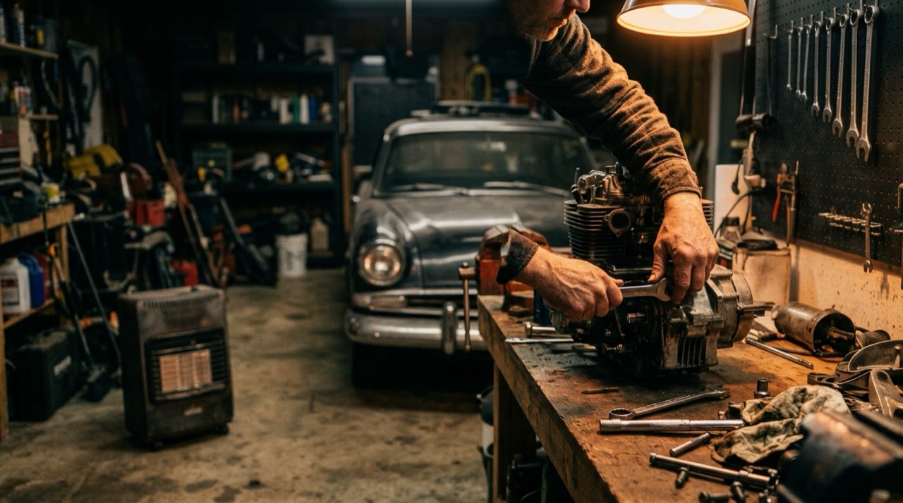 Propane heaters for garages and workshops — in use