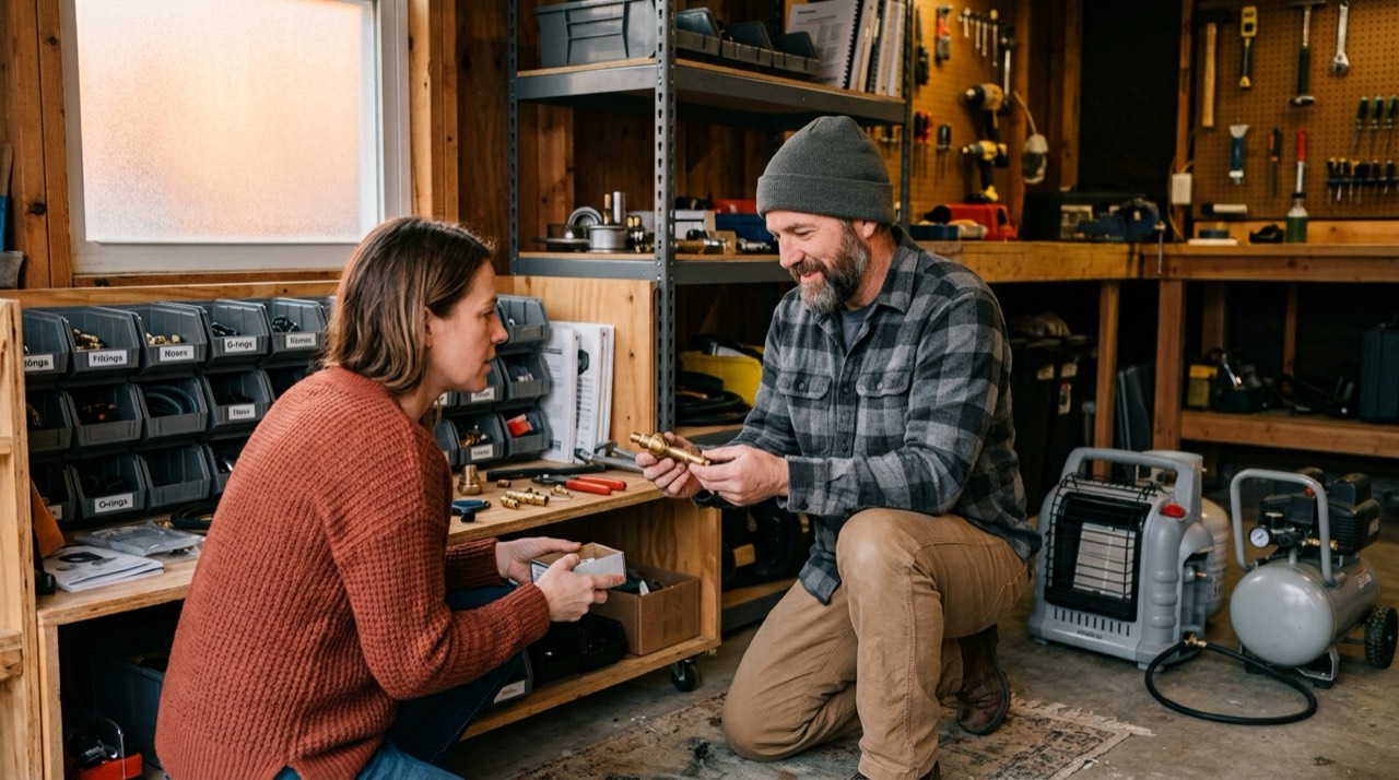 Propane heaters for garages and workshops — in use