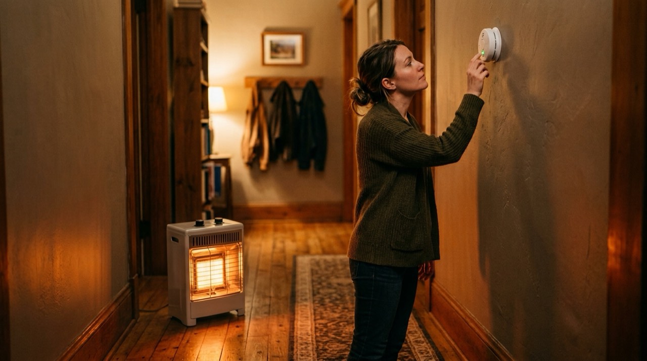 Indoor propane heater safety and carbon monoxide risk — in use