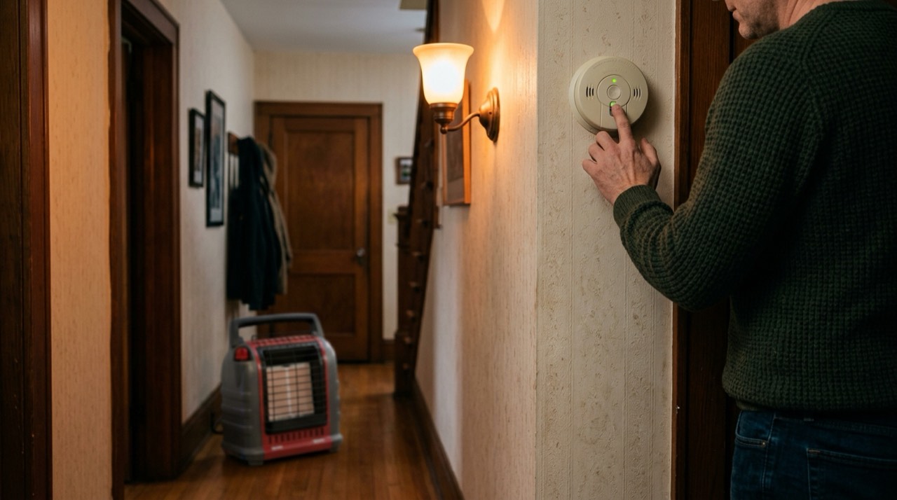 Indoor propane heater safety and carbon monoxide risk — in use