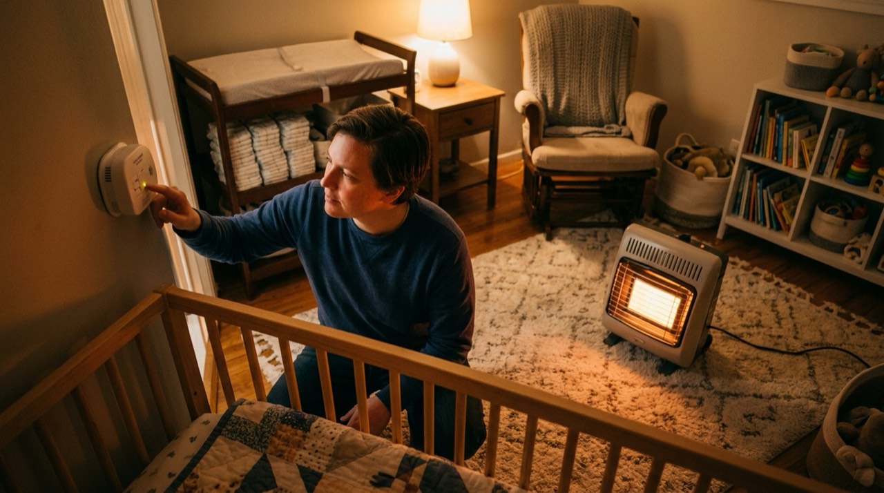 Indoor propane heater safety and carbon monoxide risk — in use