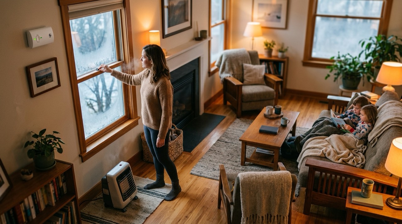 Indoor propane heaters — in use