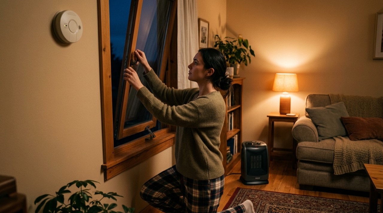 Indoor propane heaters — in use