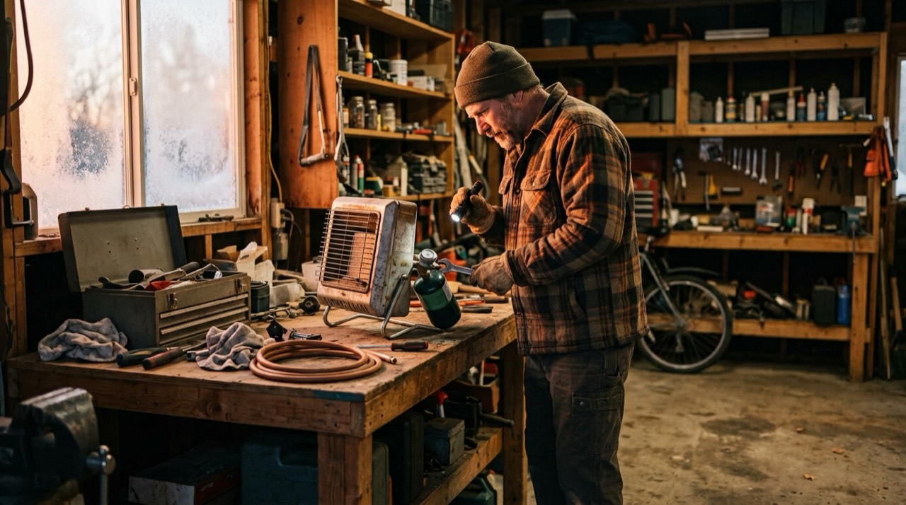 Propane heater troubleshooting and repair — in use