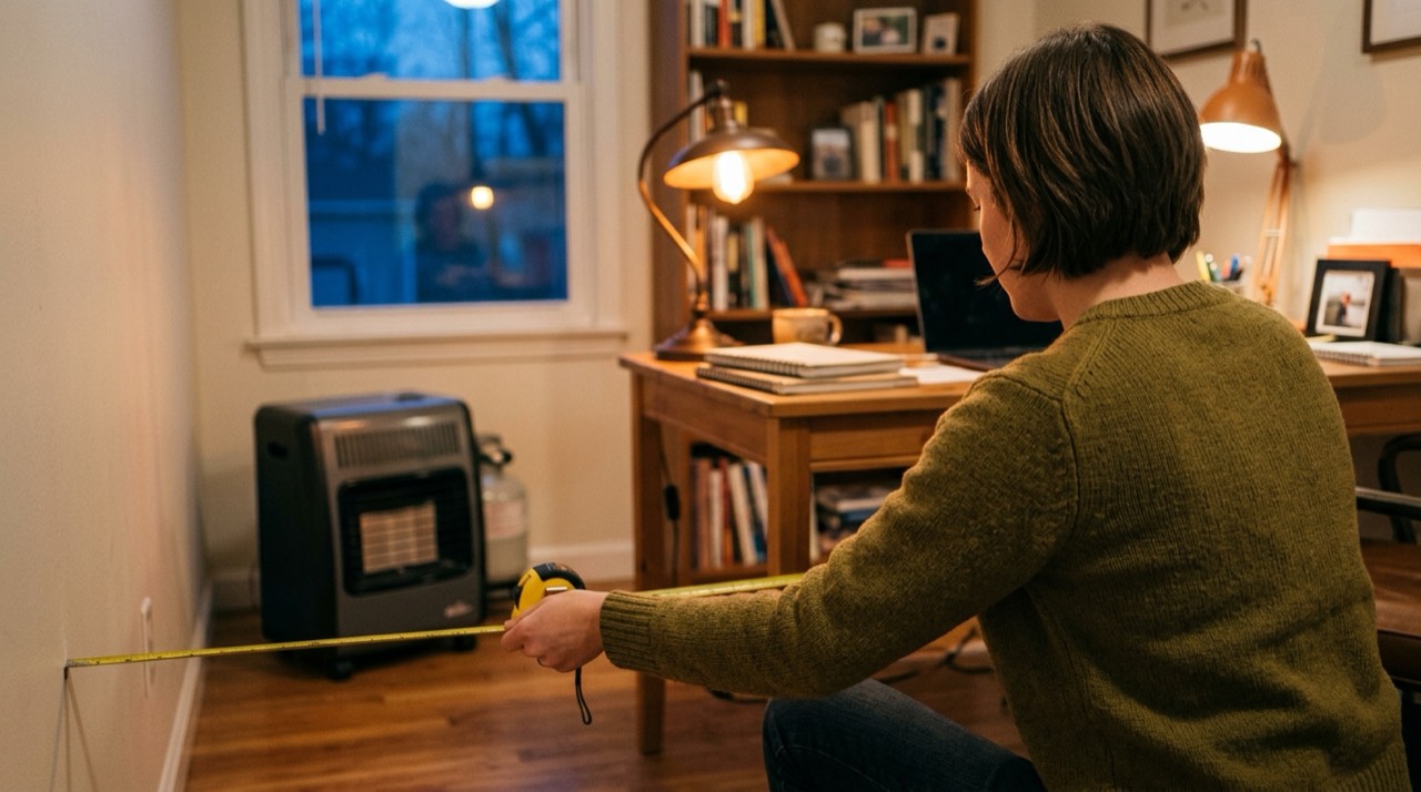 Propane heater BTU sizing and running cost — in use