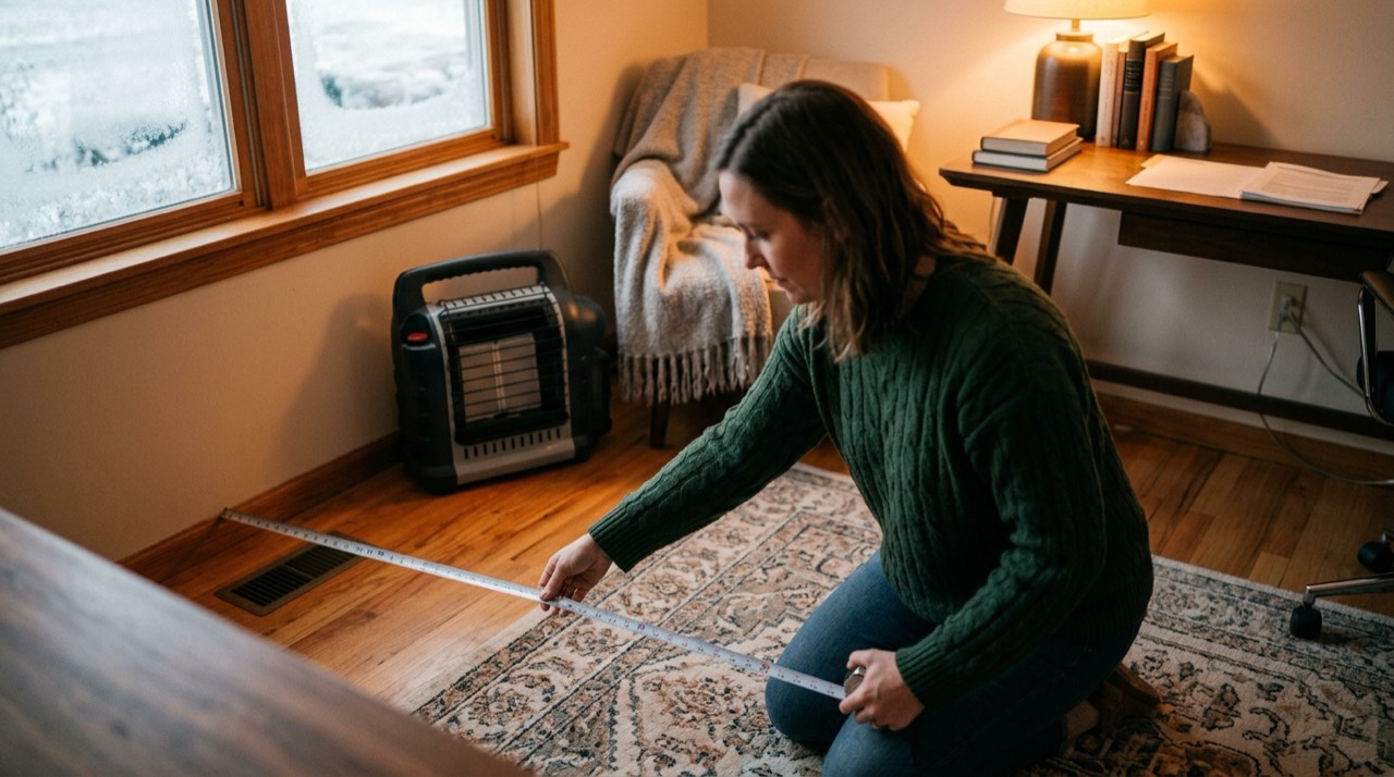 Propane heater BTU sizing and running cost — in use