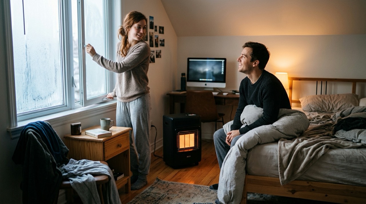 Indoor propane heaters — in use