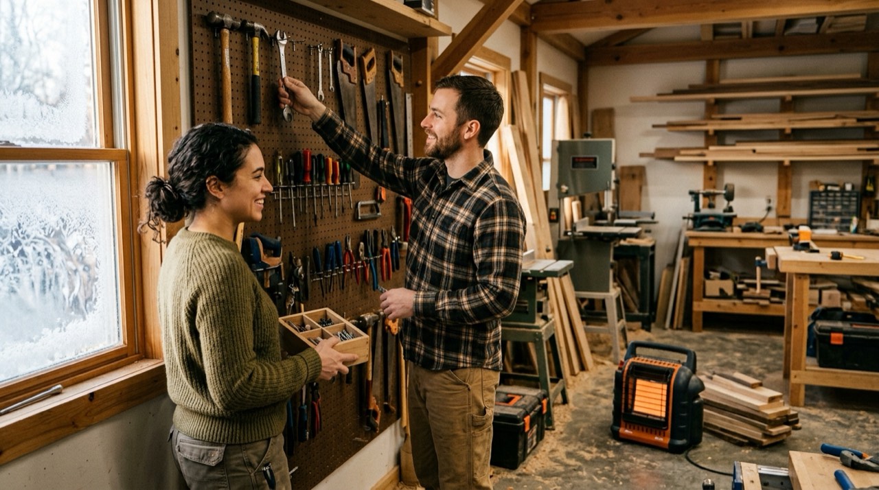 Propane heaters for garages and workshops — in use