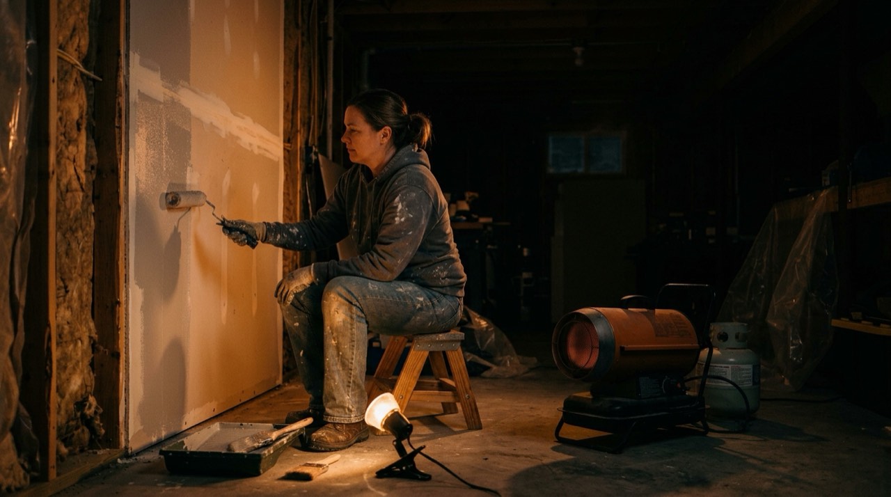 Forced-air and construction propane heaters — in use