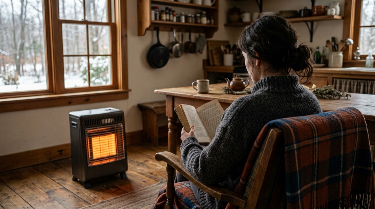 Indoor propane heaters — in use