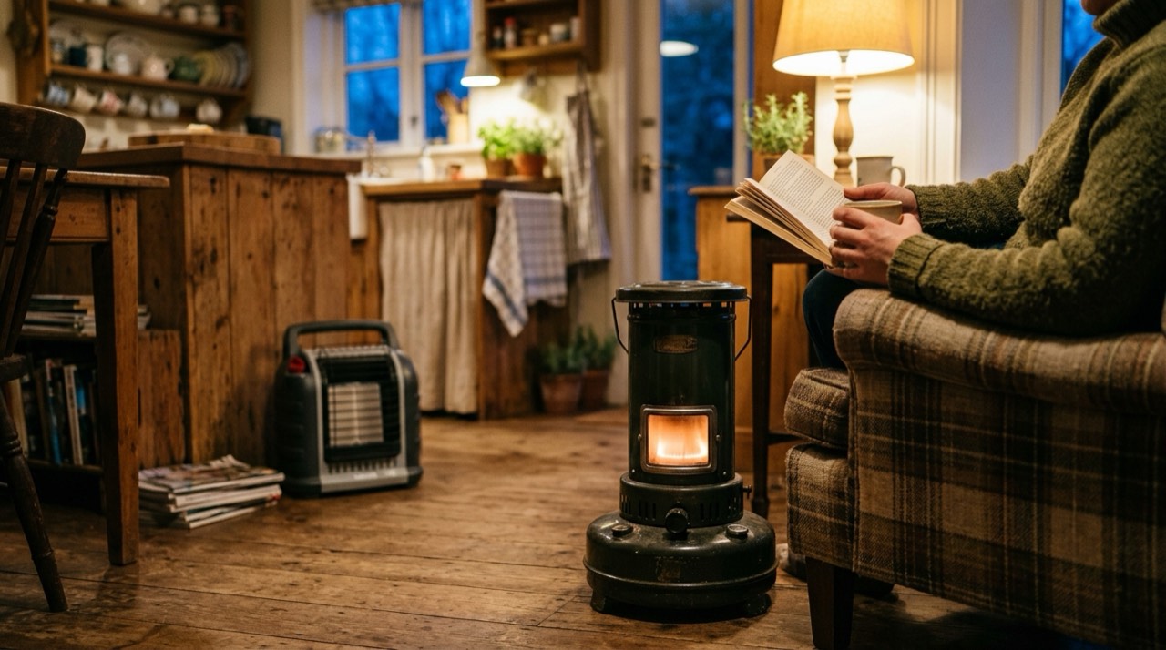 Indoor propane heaters — in use