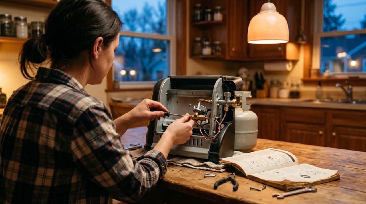Propane heater BTU sizing and running cost — in use