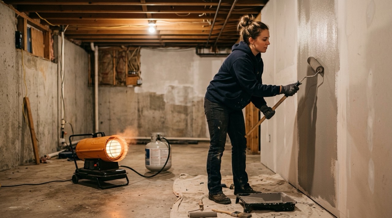 Forced-air and construction propane heaters — in use
