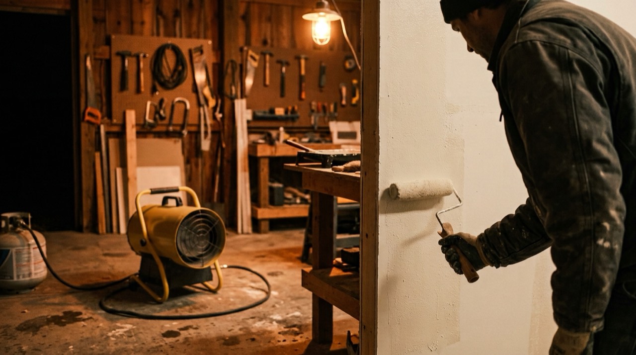 Forced-air and construction propane heaters — in use