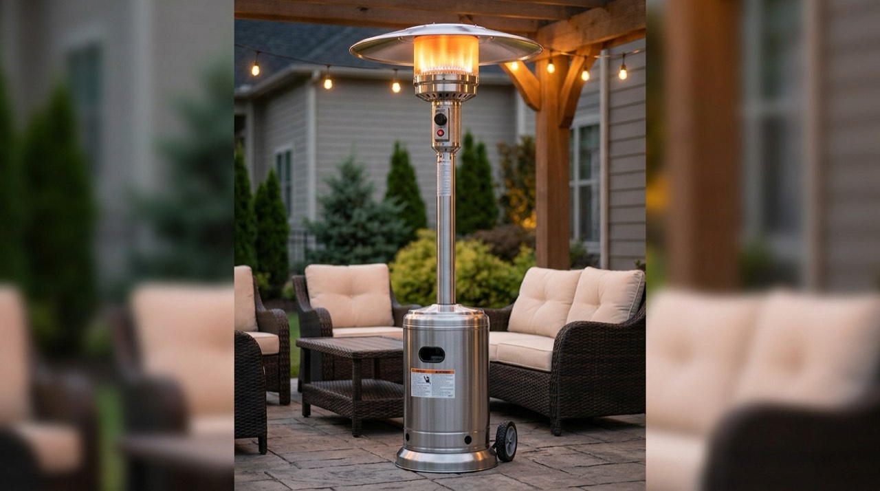Outdoor and patio propane heaters — in use