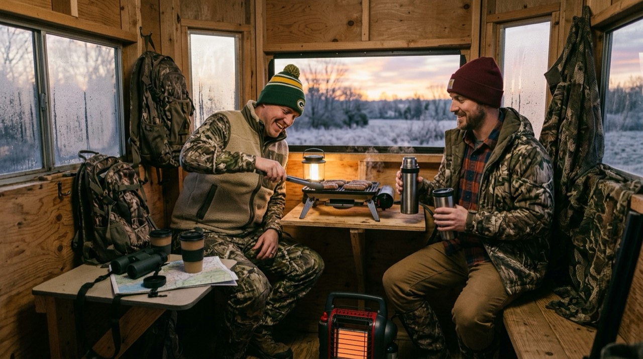 Propane heaters for camping, hunting and tailgating — in use