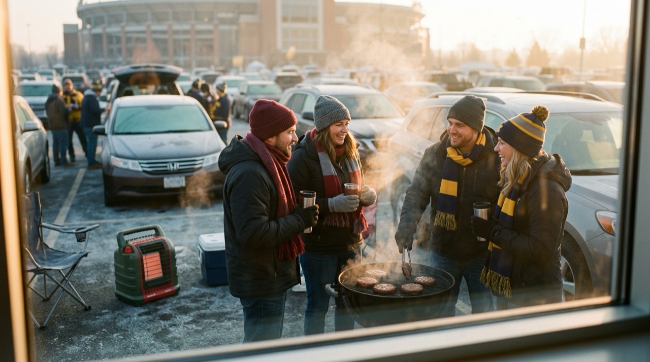 Propane heaters for camping, hunting and tailgating — in use