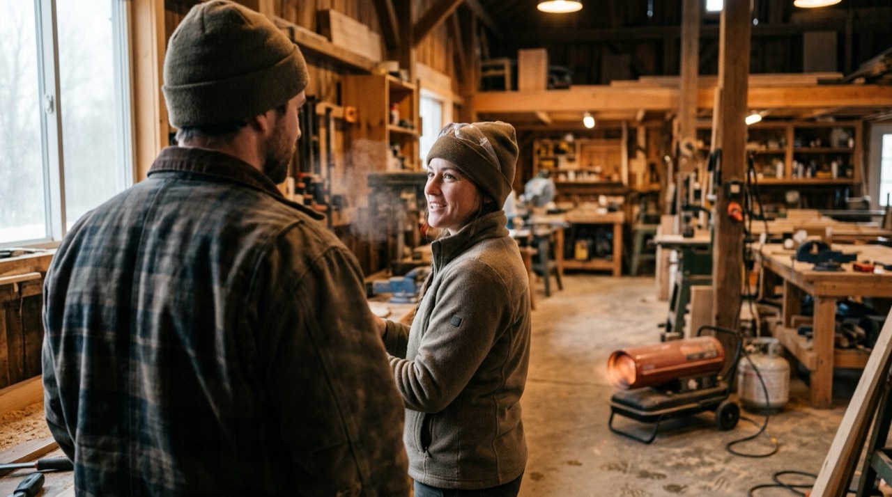 Forced-air and construction propane heaters — in use