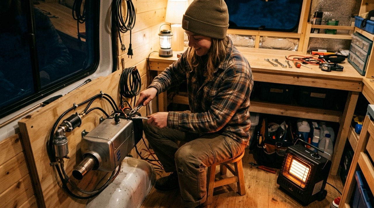 Dyna-Glo propane heaters — in use