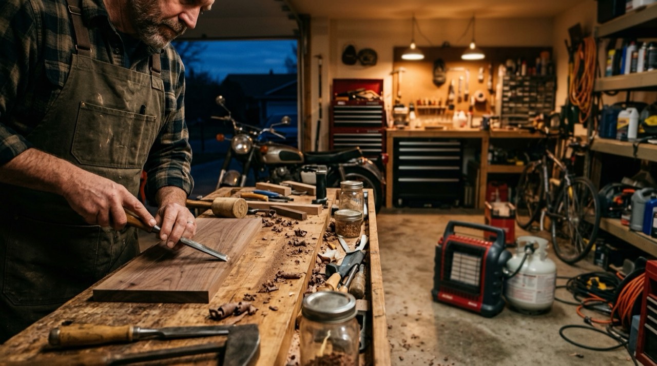 Propane heaters for garages and workshops — in use